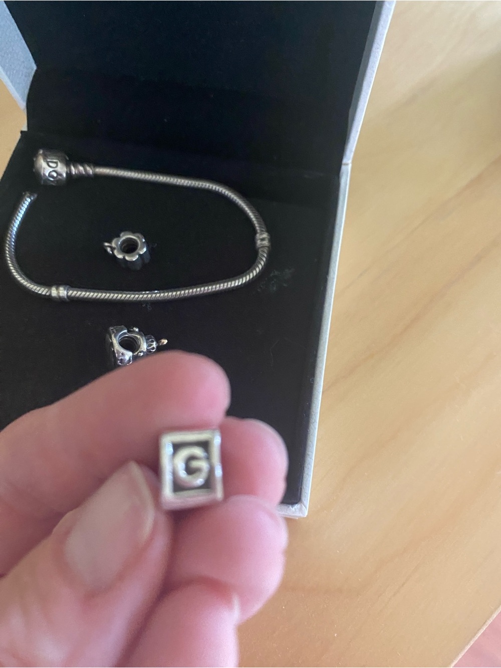 Pandora Silver Letter 'G' Cube Charm - Silver